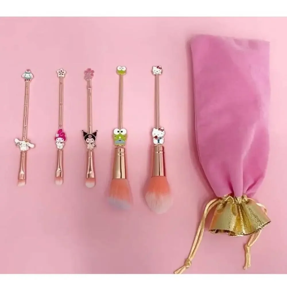 Hello Kitty Kuromi Brush Set Foundation Blending Conceal Eyebrow Powder + Pouch